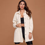 Long Sleeve Denim Mid-length Shirt Jacket