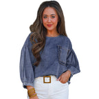 European And American Fashion Pocket Design Pullover Top