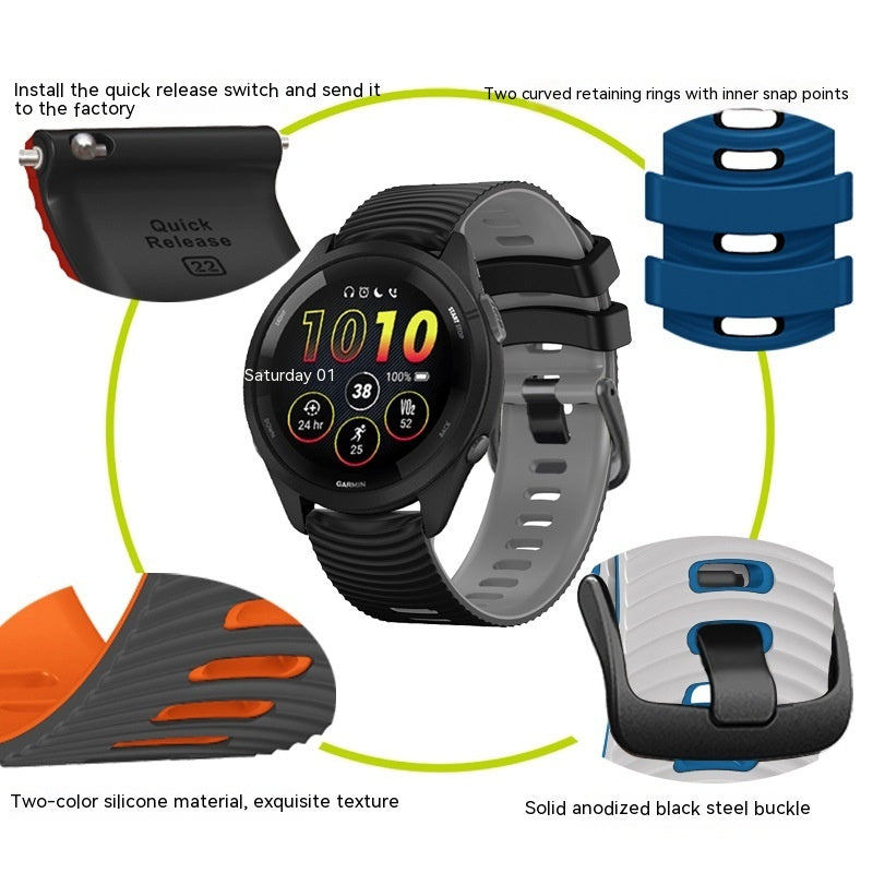 Universal 22mm Water Ripple Road Two-color Silicone Strap